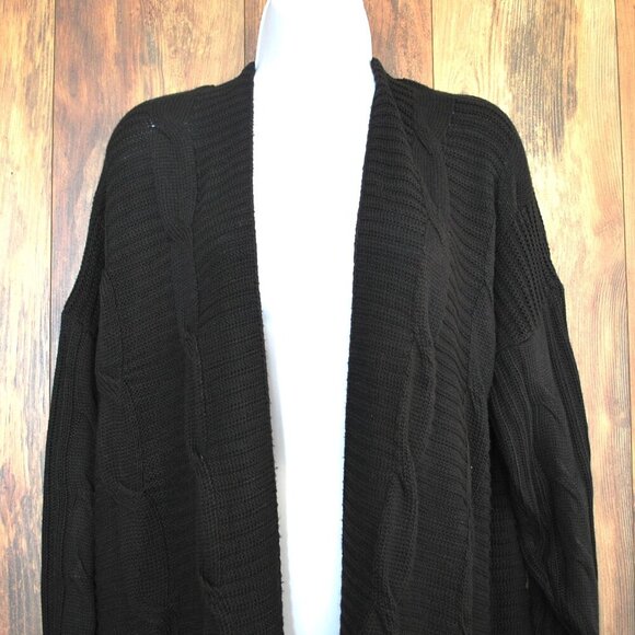 Allthreads XL Black Aspen Midweight Cable Knitted Cardigan - Picture 3 of 8